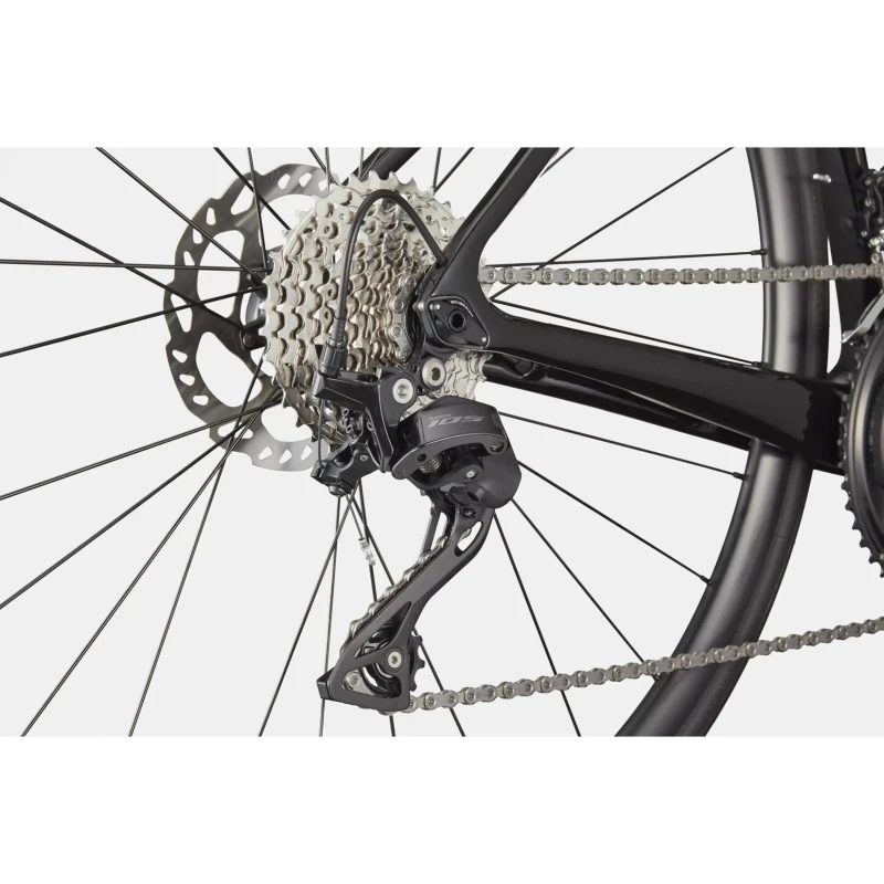 Rower szosowy Cannondale SuperSix EVO 4 Czarny - widok piasty i łańcucha
