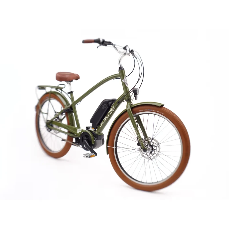 Rower elektryczny Electra Townie Go! 5i EQ Zielony - widok z przodu