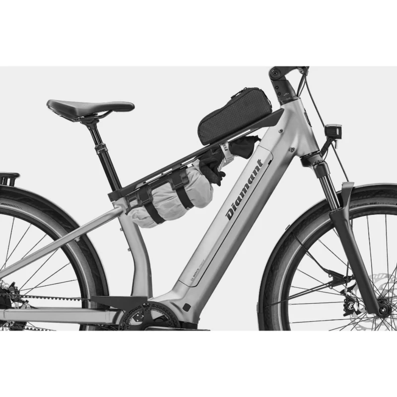 Rower elektryczny Diamant Suvea Style 600Wh Granatowy - widok z akcesoriami