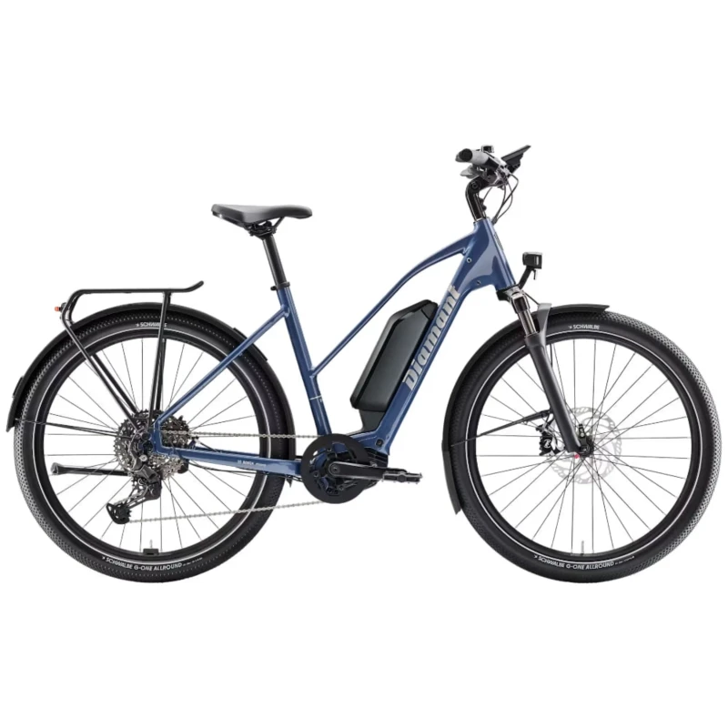 Rower elektryczny Diamant Zing Trip Plus ze średnią ramą 800Wh Niebieski - widok z boku