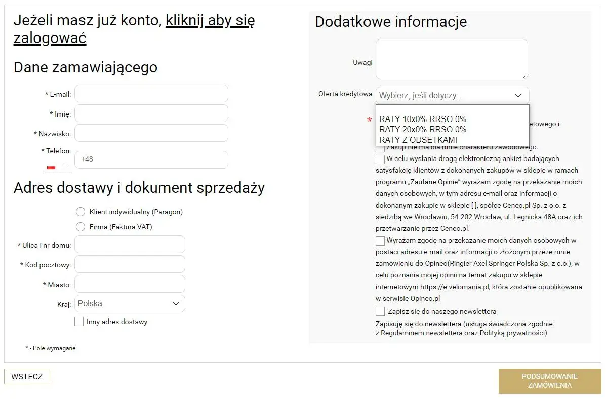 Wybór oferty kredytowej z listy